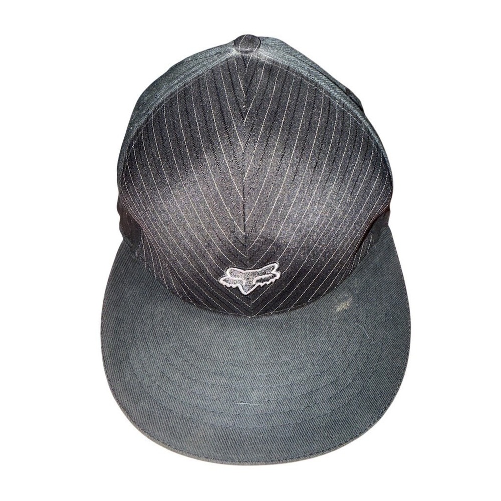 Fox Racing Flexfit Fitted Baseball Cap S Gray Pinstripe Flat‎ Bill motocross hat